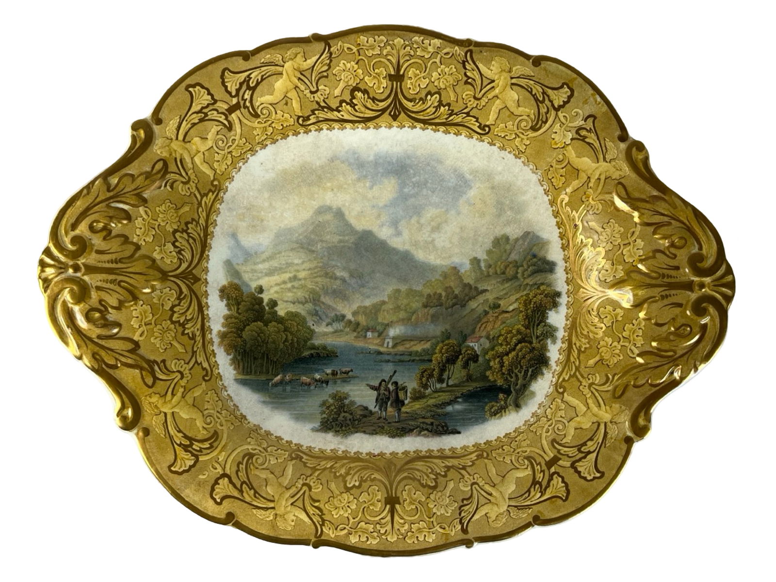 19th C. English Prattware Porcelain Footed Tray (1 of 3)