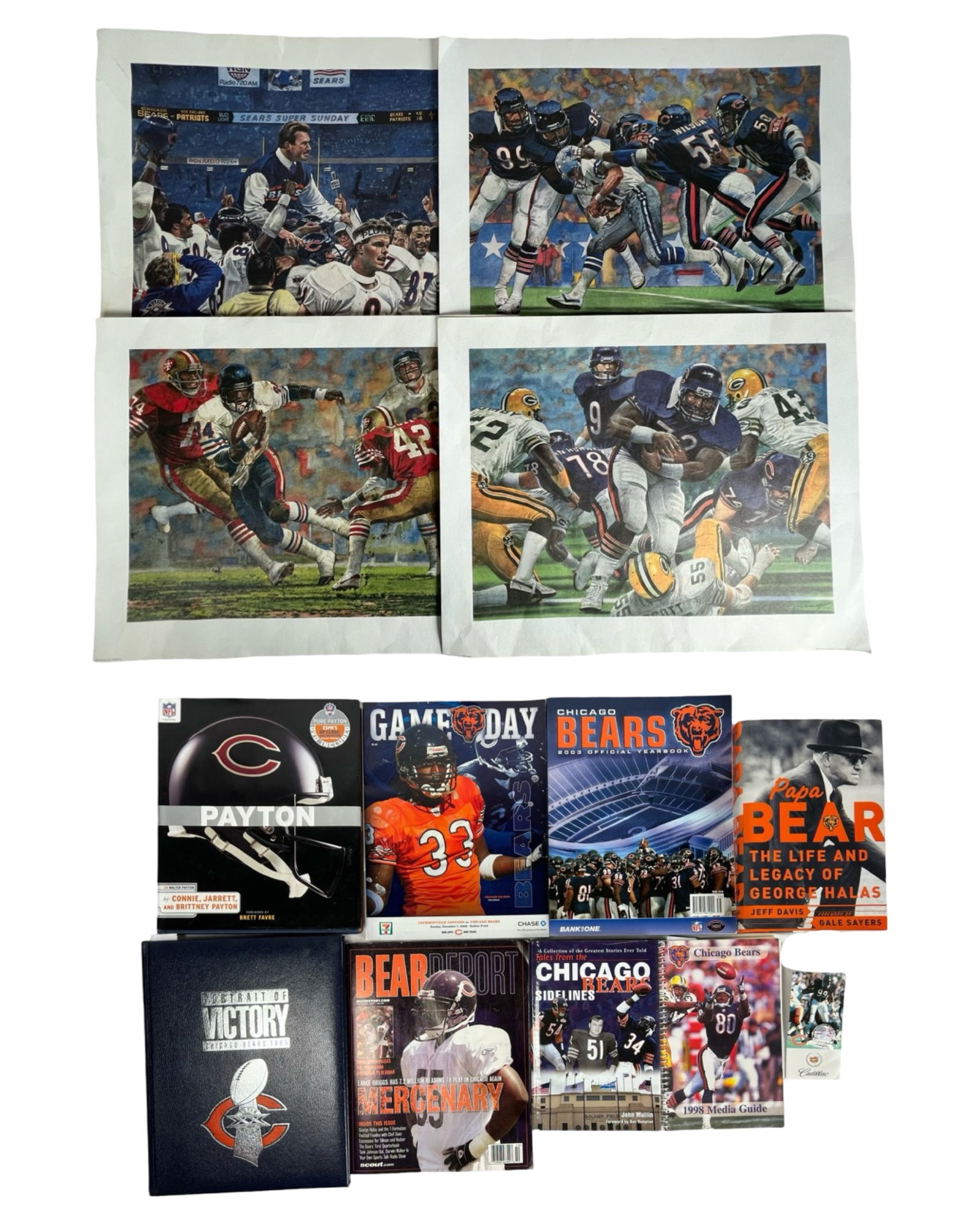 Chicago Bears Memorabilia: Signed Guides, Books, (1 of 6)