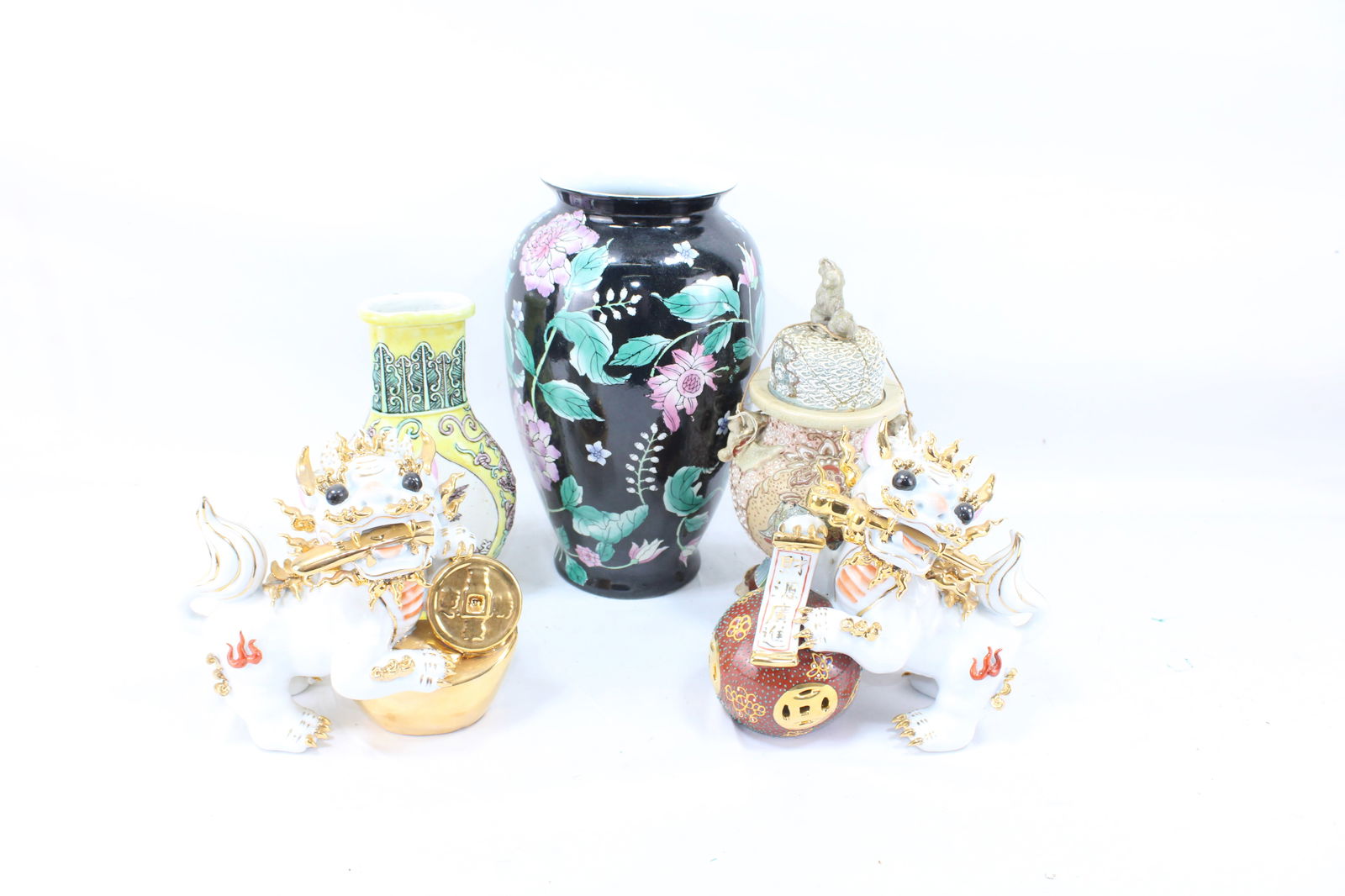 Exquisite Asian-Inspired Decorative Lot: Guardian Lions, Vases & Antique Jar (1 of 3)