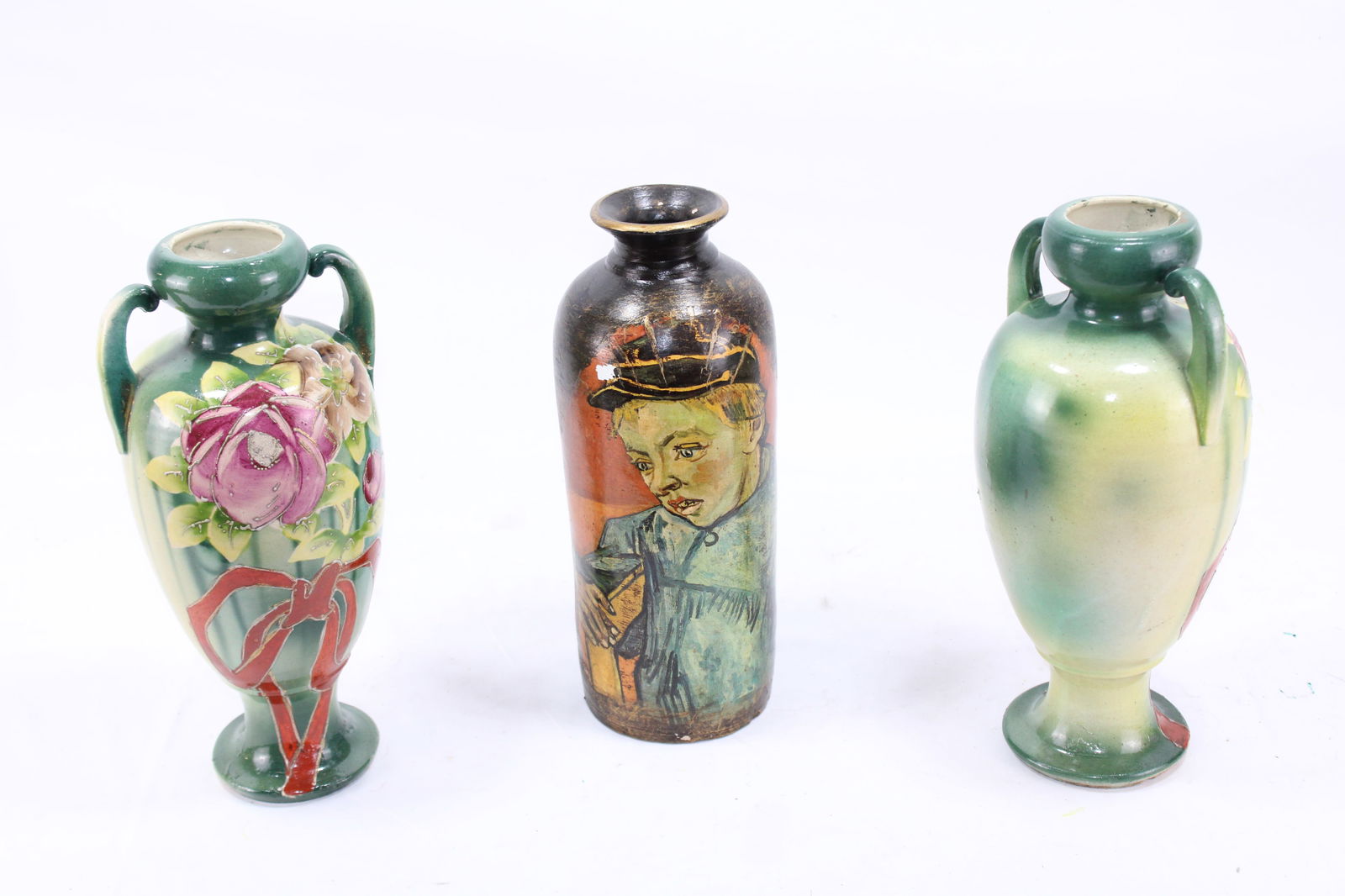 Decorative Ceramic Vases: Floral and Portrait Designs (1 of 3)