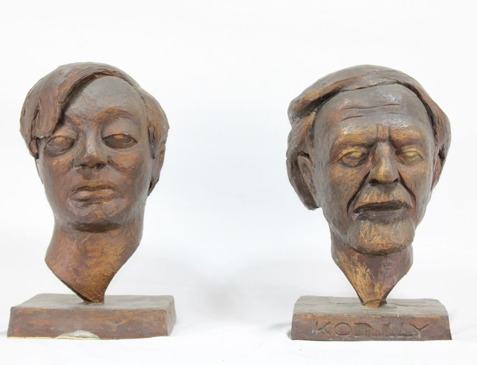 Two Vintage Clay Bust Sculptures (1 of 3)