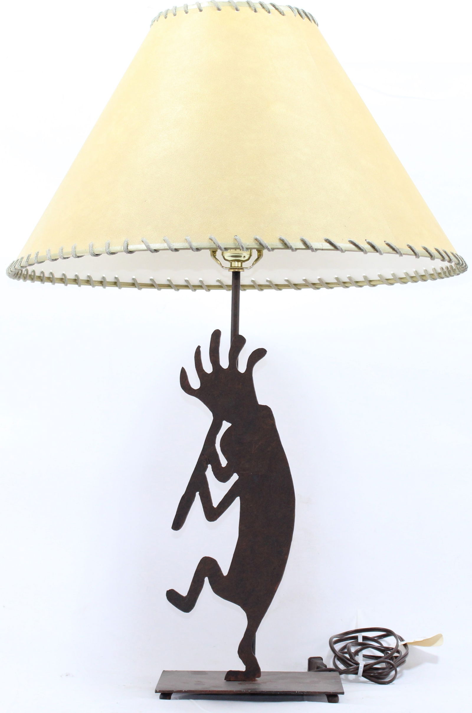 Southwest Kokopelli Table Lamp with Stitched Leather Shade (1 of 2)