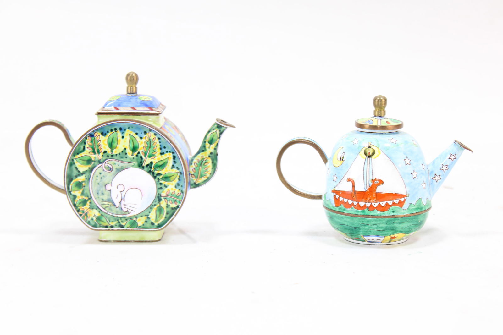 Charlotte Di Vita Hand-Painted enamel on copper Mini Decorative Teapots (1 of 2)