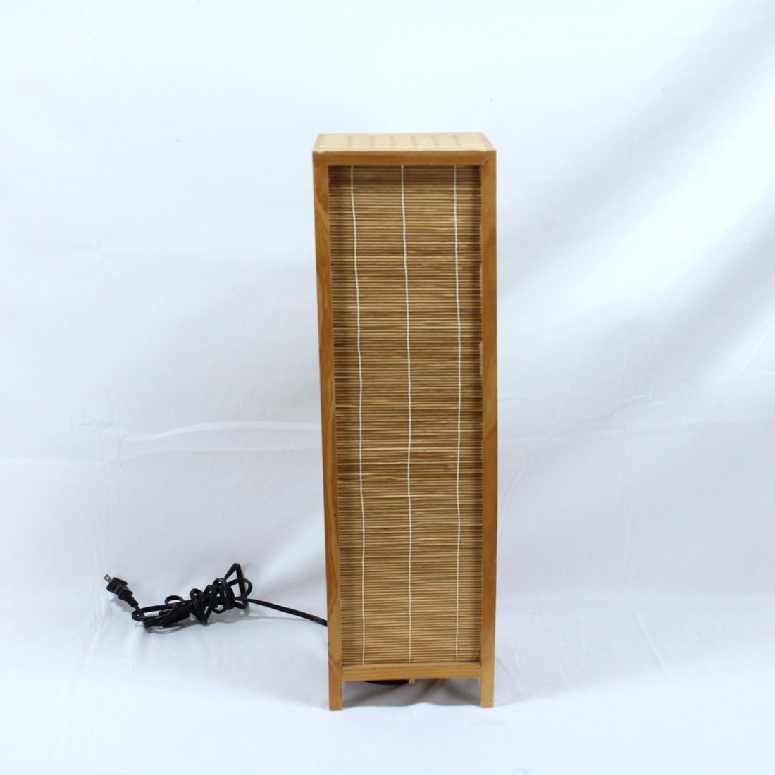 Japanese Shoji Style Wooden Floor Lamp with Woven Bamboo Shade (1 of 2)