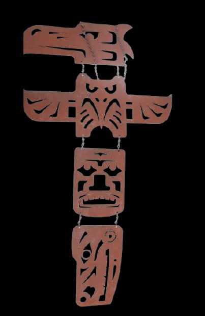 Rustic Metal Native American Totem Pole-Inspired Wall Hanging Decor (1 of 2)