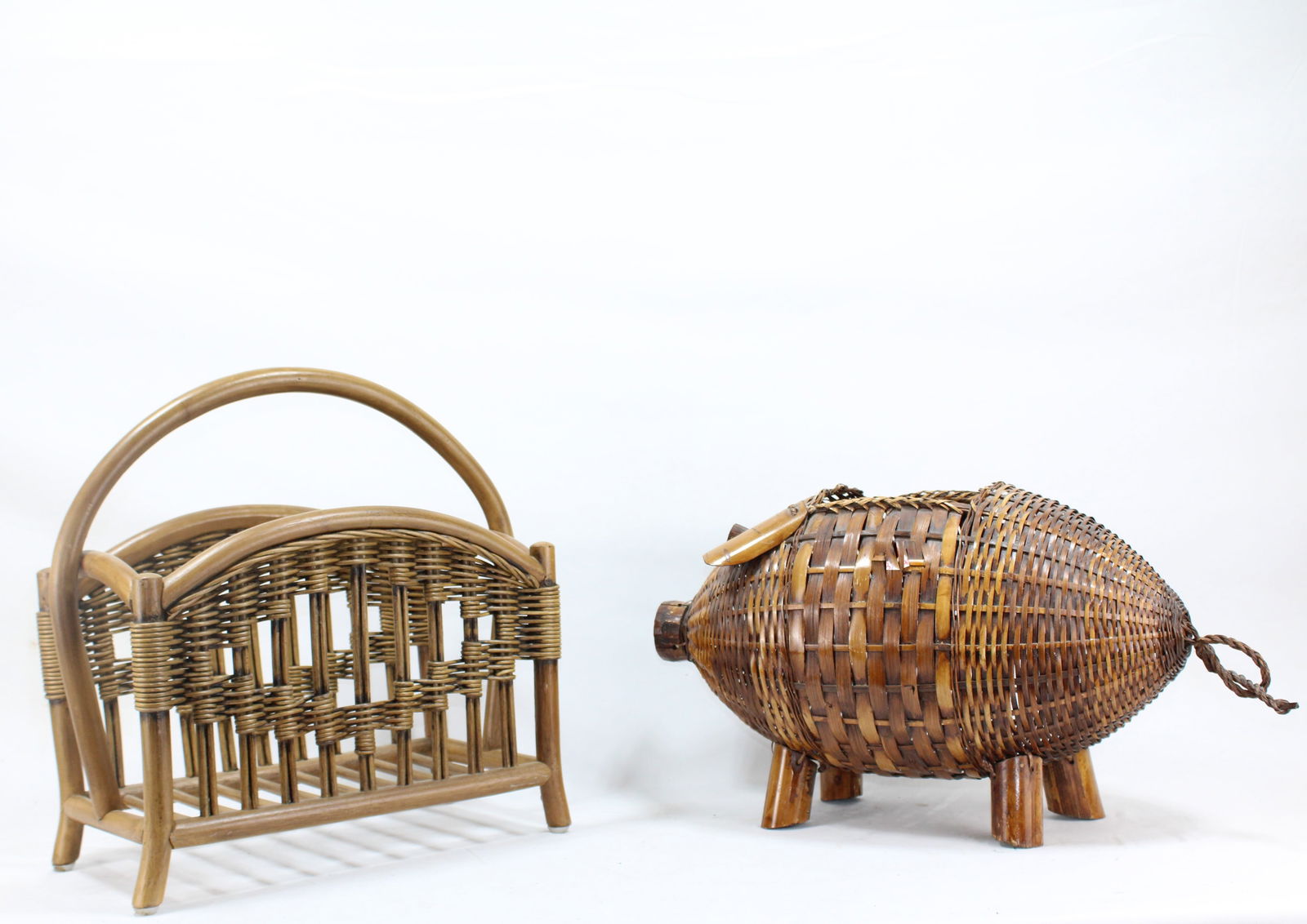 Wicker Home Decor - Magazine Rack and Pig Shaped Basket (1 of 3)