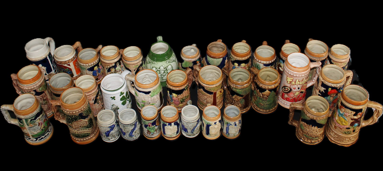 Large Lot of Hand-Painted Beer Steins and Mugs Variety of Styles and Sizes (1 of 4)