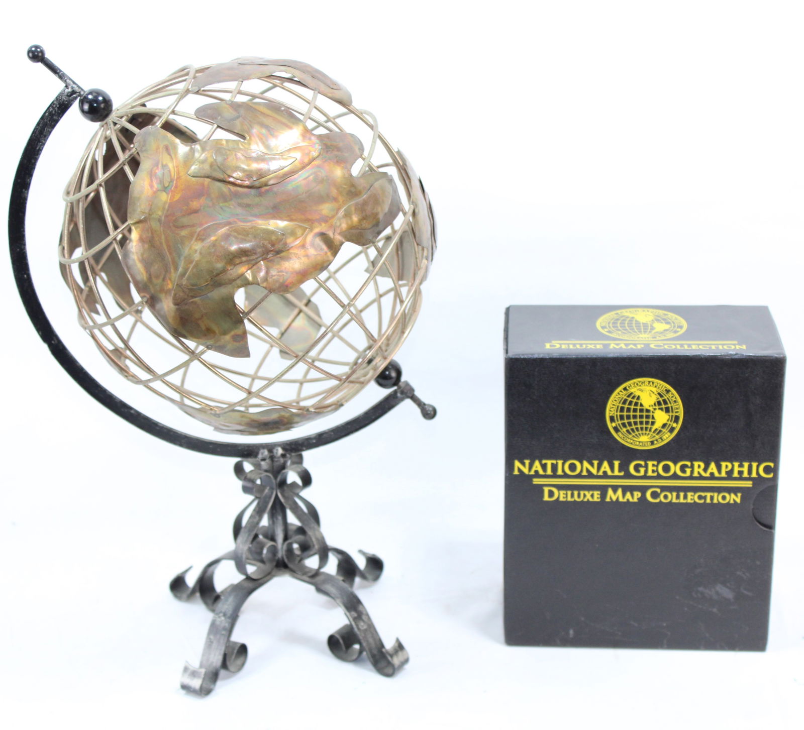 Metal Globe Sculpture with National Geographic Deluxe Map Collection (1 of 2)