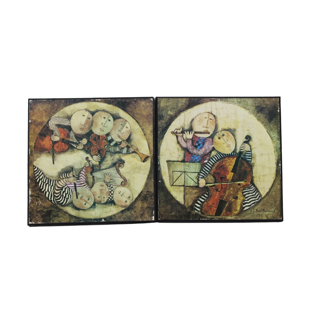 Pair of G. Rodo Boulanger 1973 Vintage Musical-Themed Prints Framed Artwork (1 of 3)