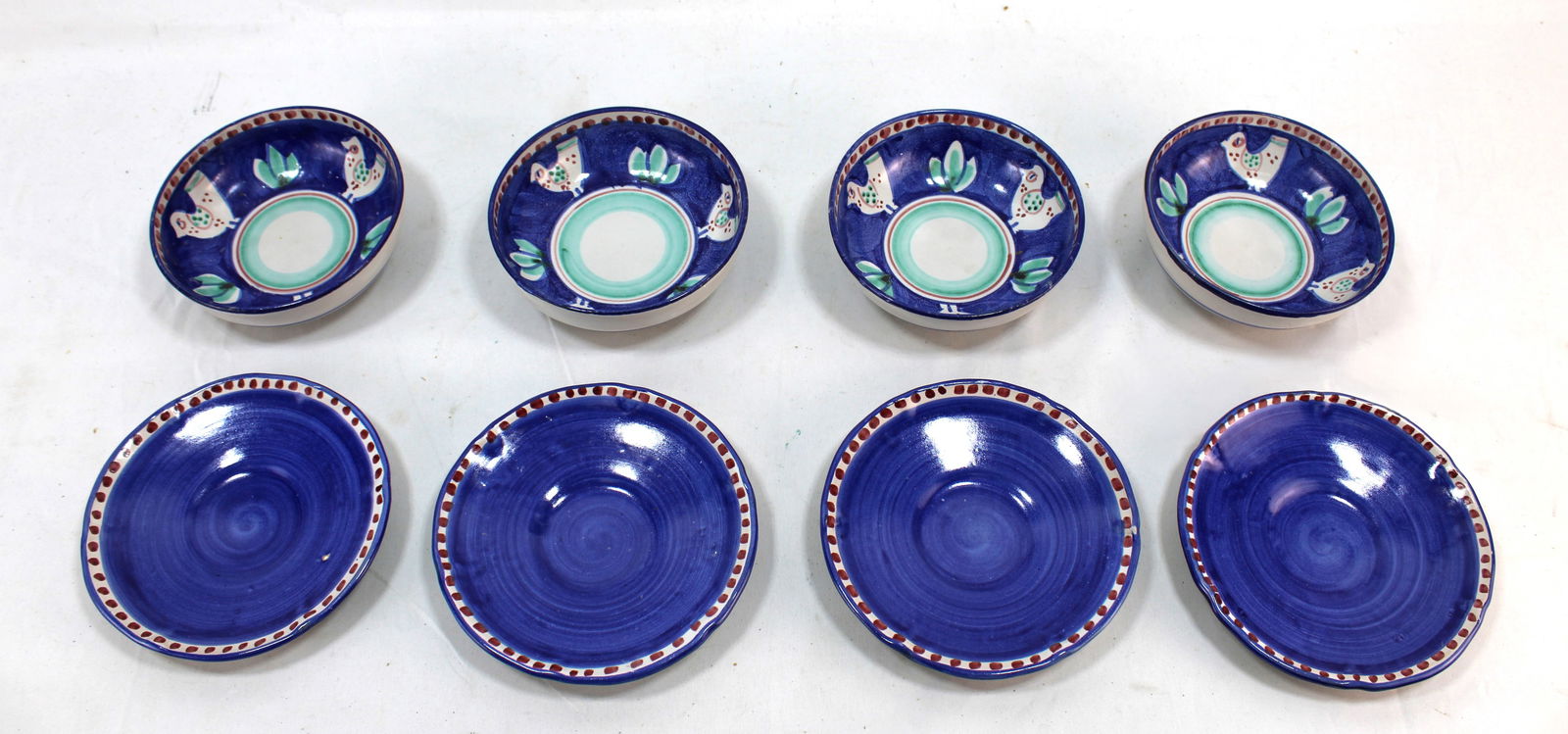 Vietri Solimente Set of 8 Vintage Hand-Painted Ceramic Plates and Bowls (1 of 3)