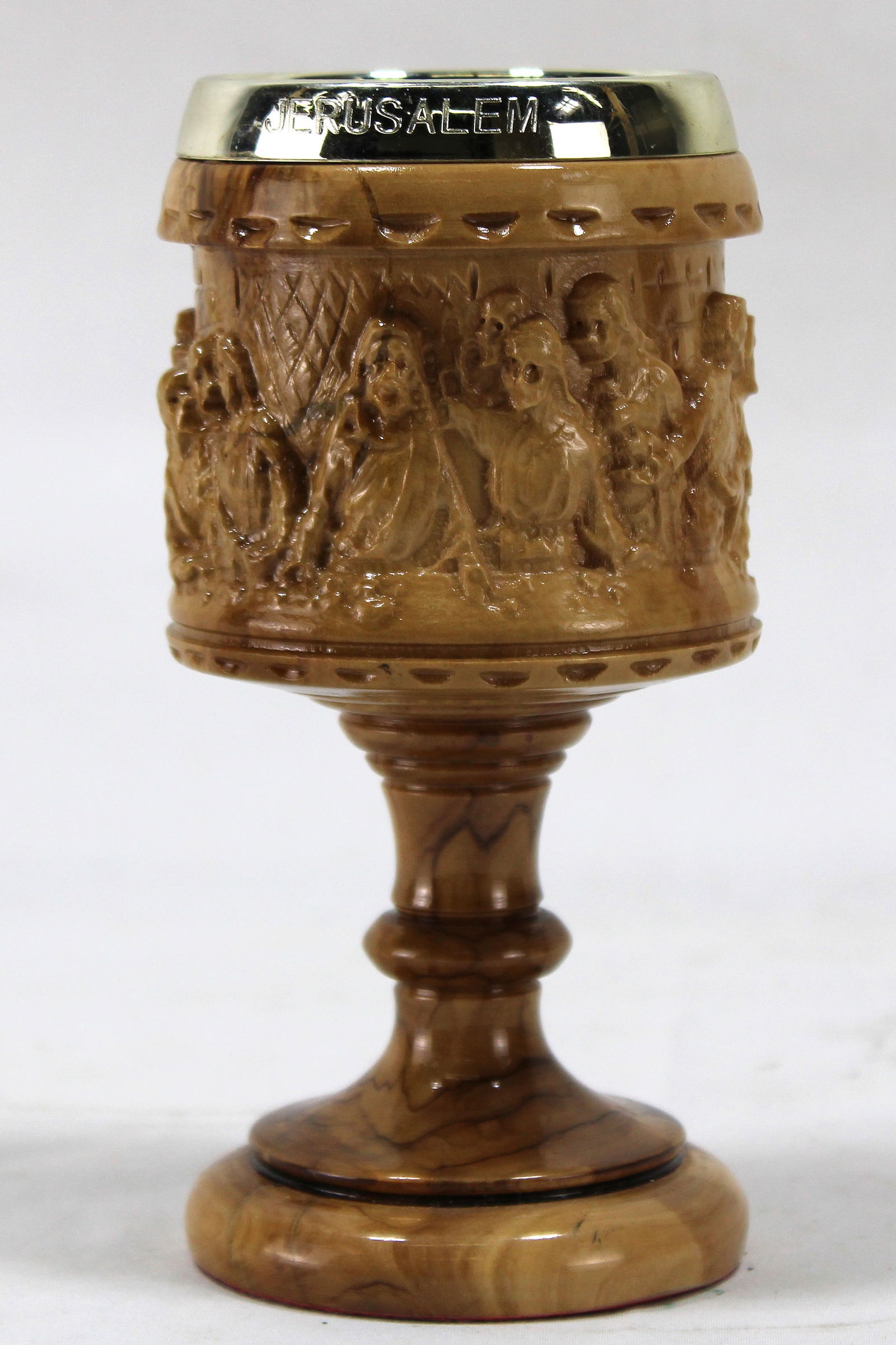 Religious Olive Wood Chalice Last Supper Design Made in Jerusalem (1 of 2)