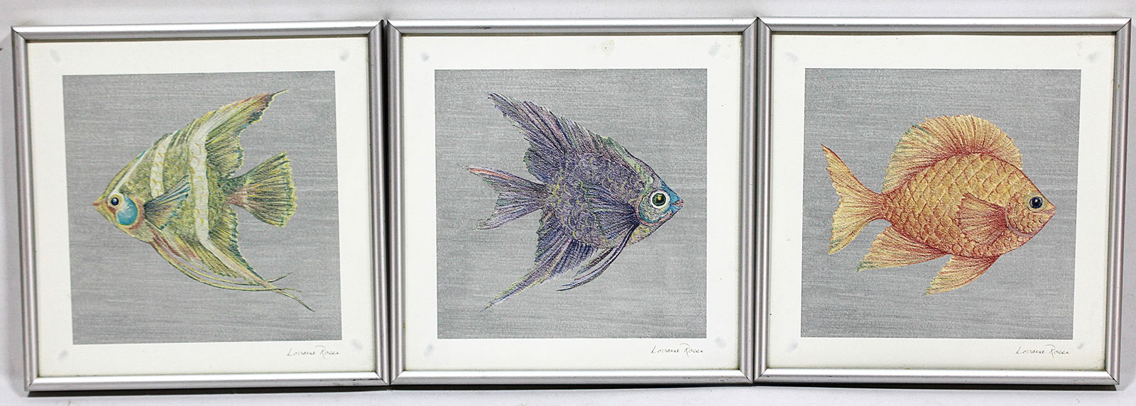 Trio of Vibrant Framed Fish Artwork by Lorraine Rossi (1 of 4)