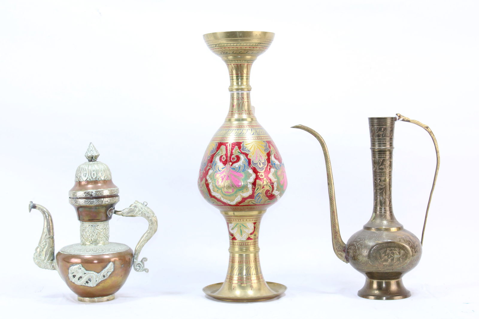 Middle eastern oriental Vintage brass decorative vessels. (1 of 4)