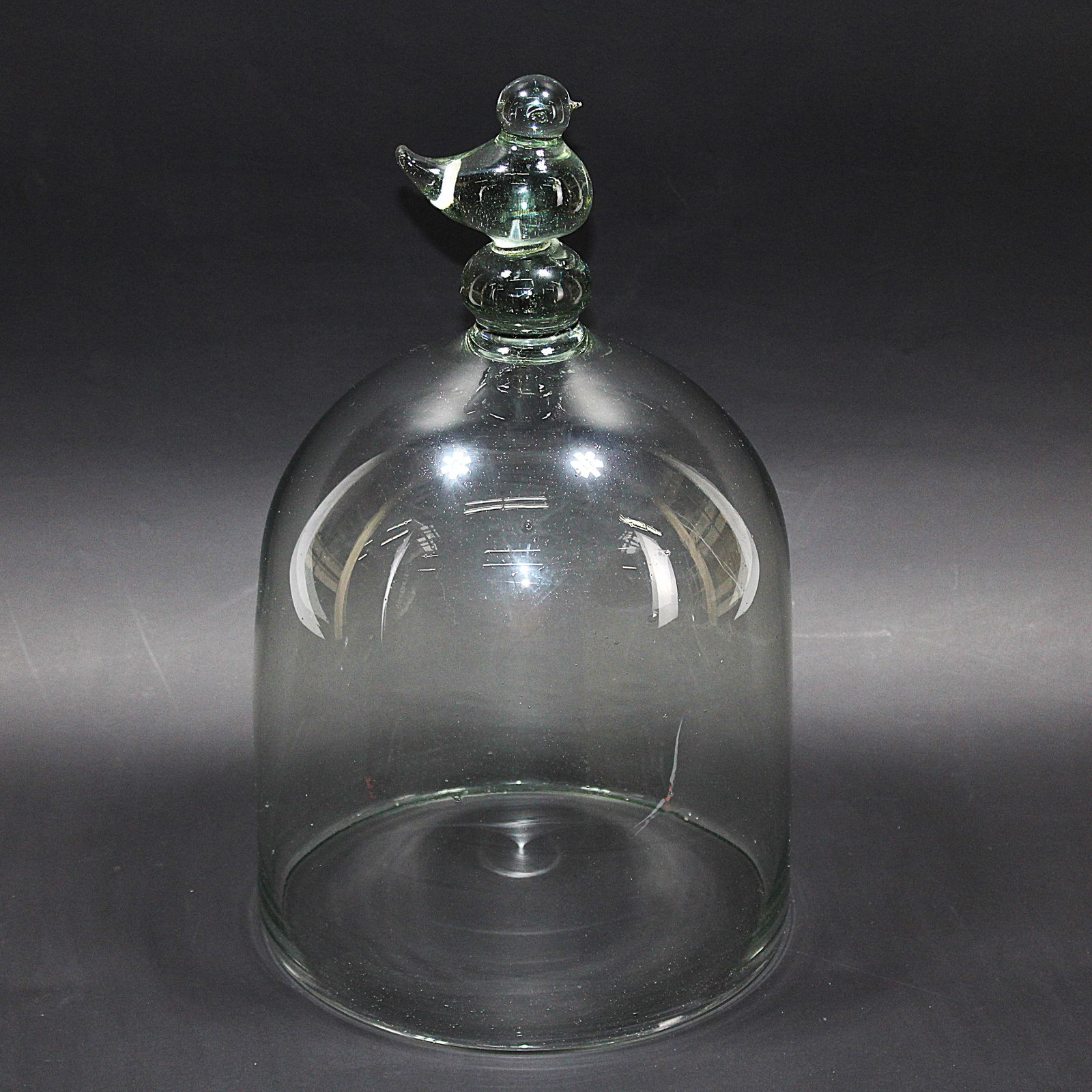 Handcrafted Extra large Glass Display Dome with Decorative Bird Accent (1 of 2)