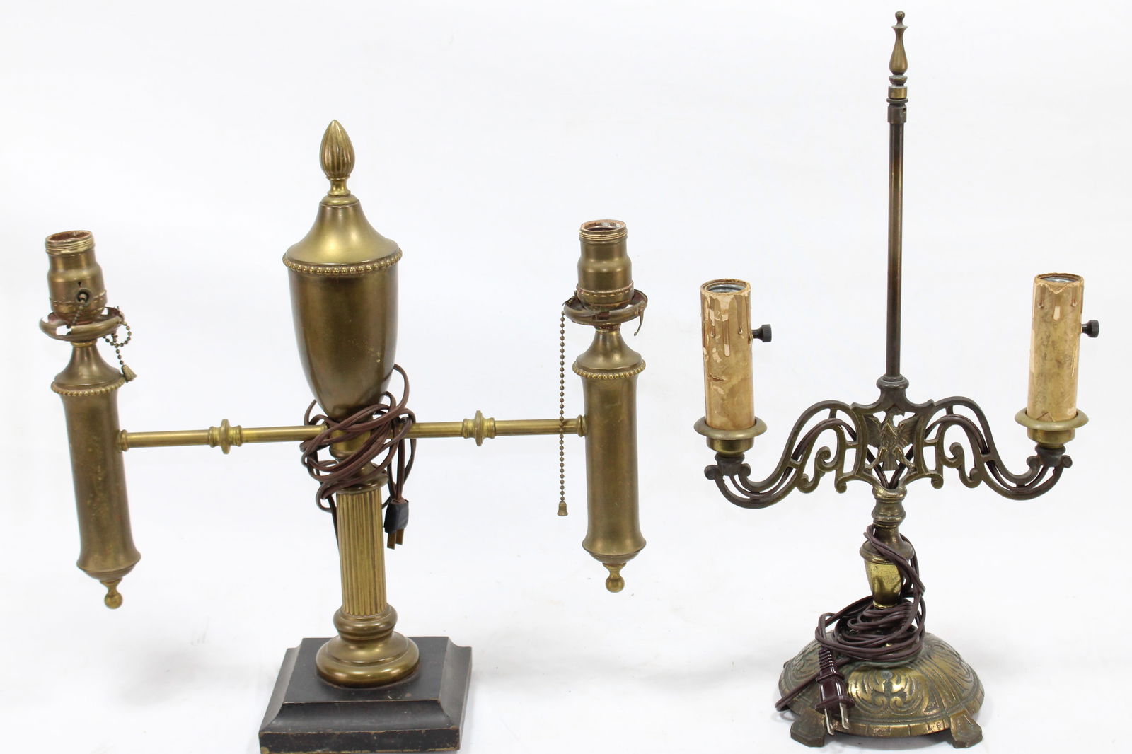 Antique Brass Double Arm Candelabra Lamps Classic Vintage Lighting Set (1 of 3)