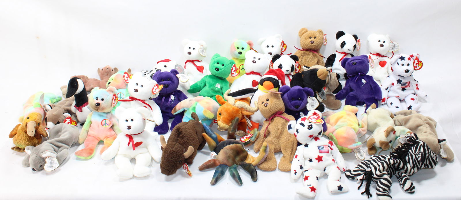 Assorted plush toys including teddy bears, Elmo figure,Ty Beanie Babies (1 of 7)
