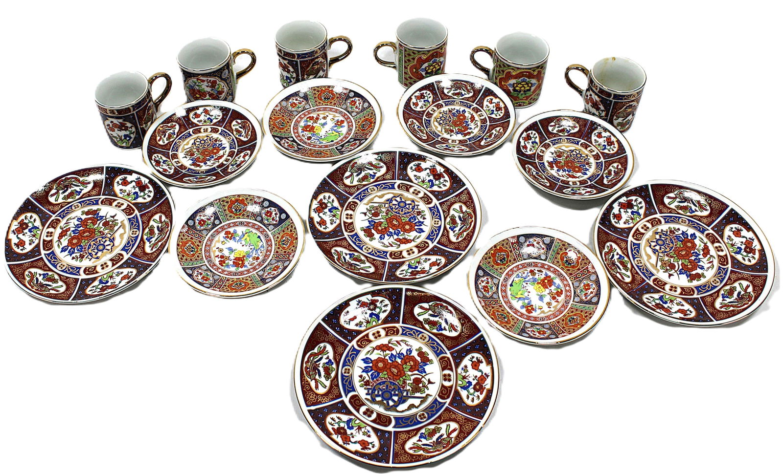 Set of Japanese Imari-Style Plates and Mugs with Hand-Painted Floral Motifs (1 of 4)