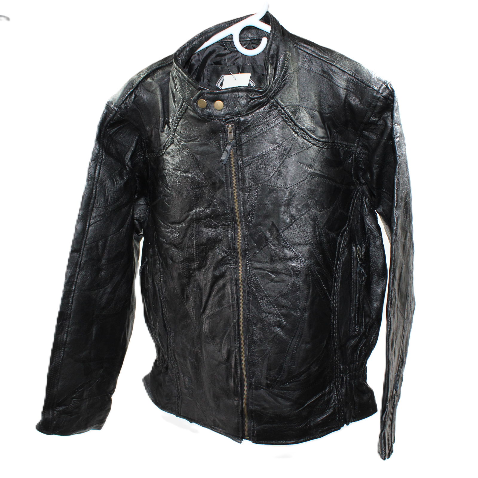 Mans Classic Black Leather Jacket with Zip Detailing Size XL (1 of 2)