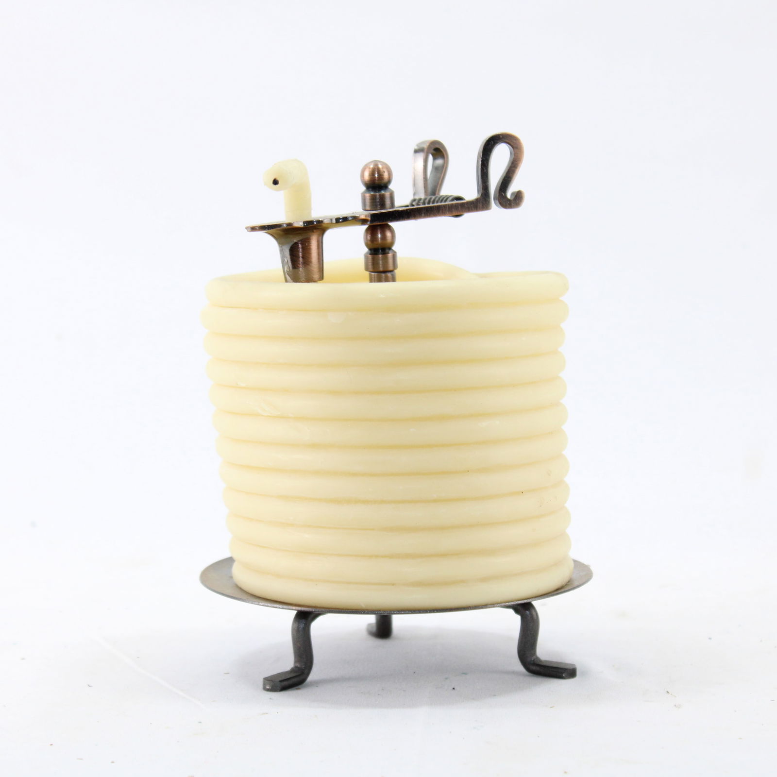 Metal Base Candle with Spiral Design (1 of 2)