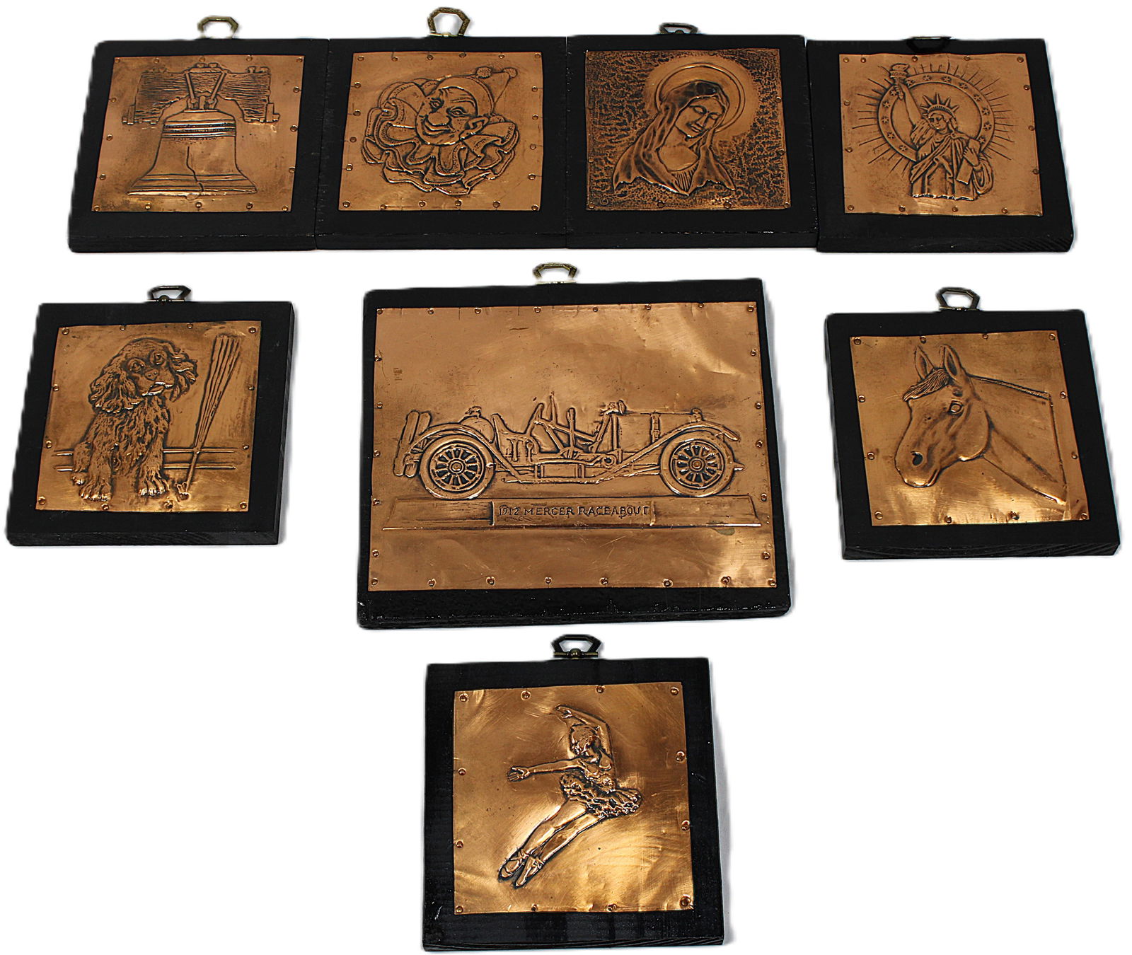 Set of Vintage Hand-Embossed Copper Wall Plaques with Various Motifs (1 of 6)