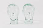 Pair of Clear Glass Head Mannequin Display Stands