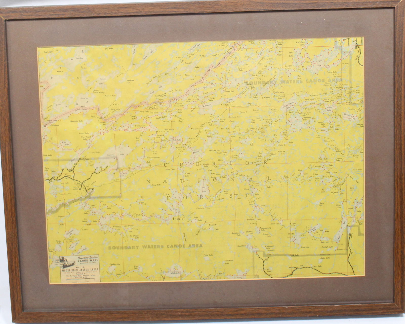 Vintage 1952 Superior-Quetico Canoe Map No. 113 ? Moose-Knife-Insula Lakes (1 of 2)