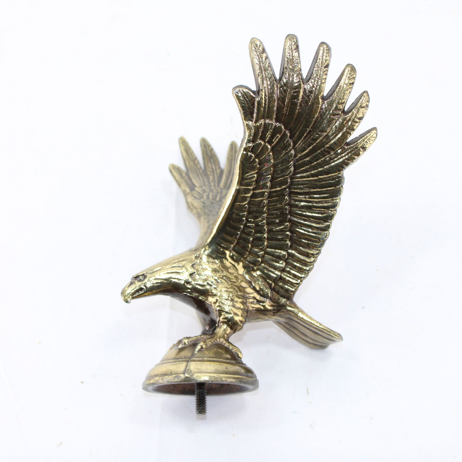 Vintage Solid Brass Eagle Hood Ornament Finial with Detailed Wing Spread (1 of 2)