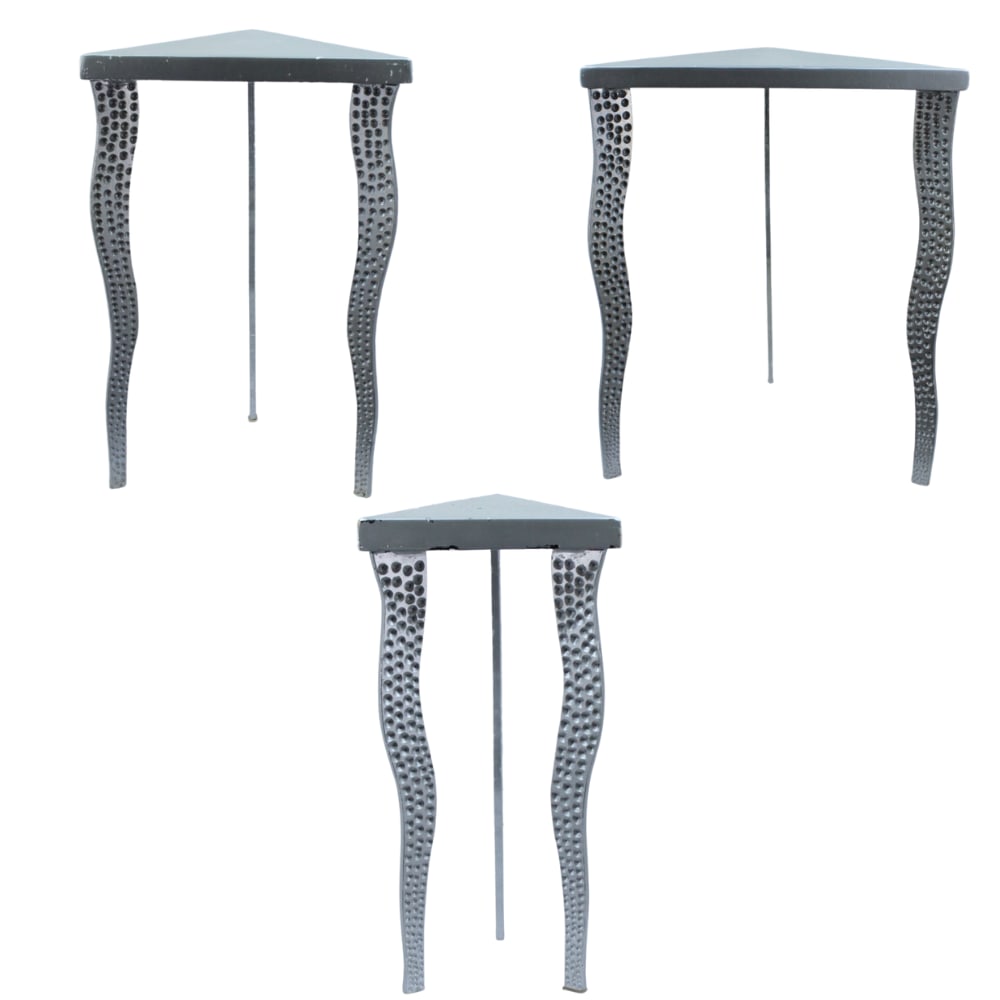 Modern Metal and Glass Triangle Accent Table (1 of 4)