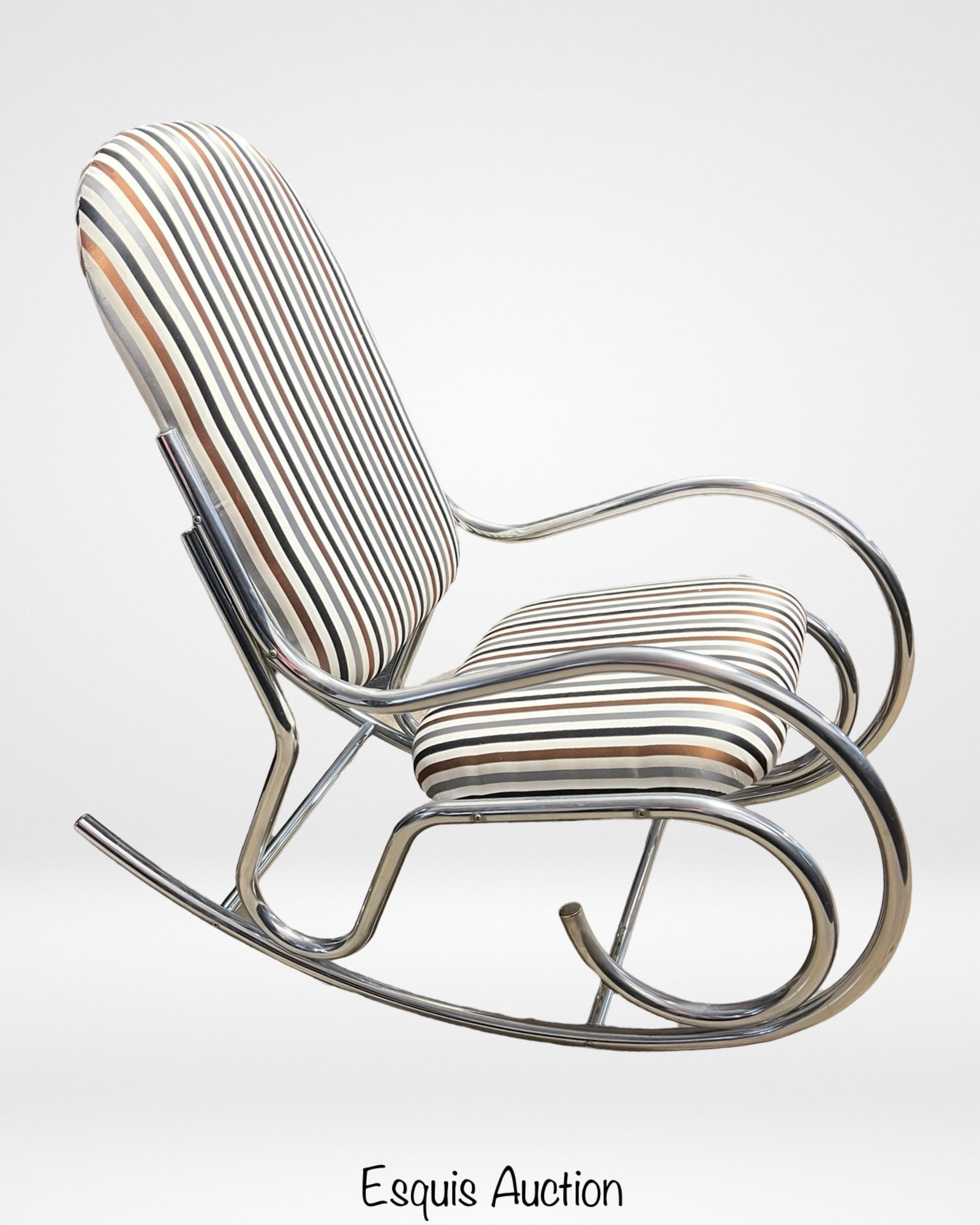 Retro Bauhaus Chrome & Steel Space Rocking Chair (1 of 5)
