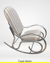Retro Bauhaus Chrome & Steel Space Rocking Chair