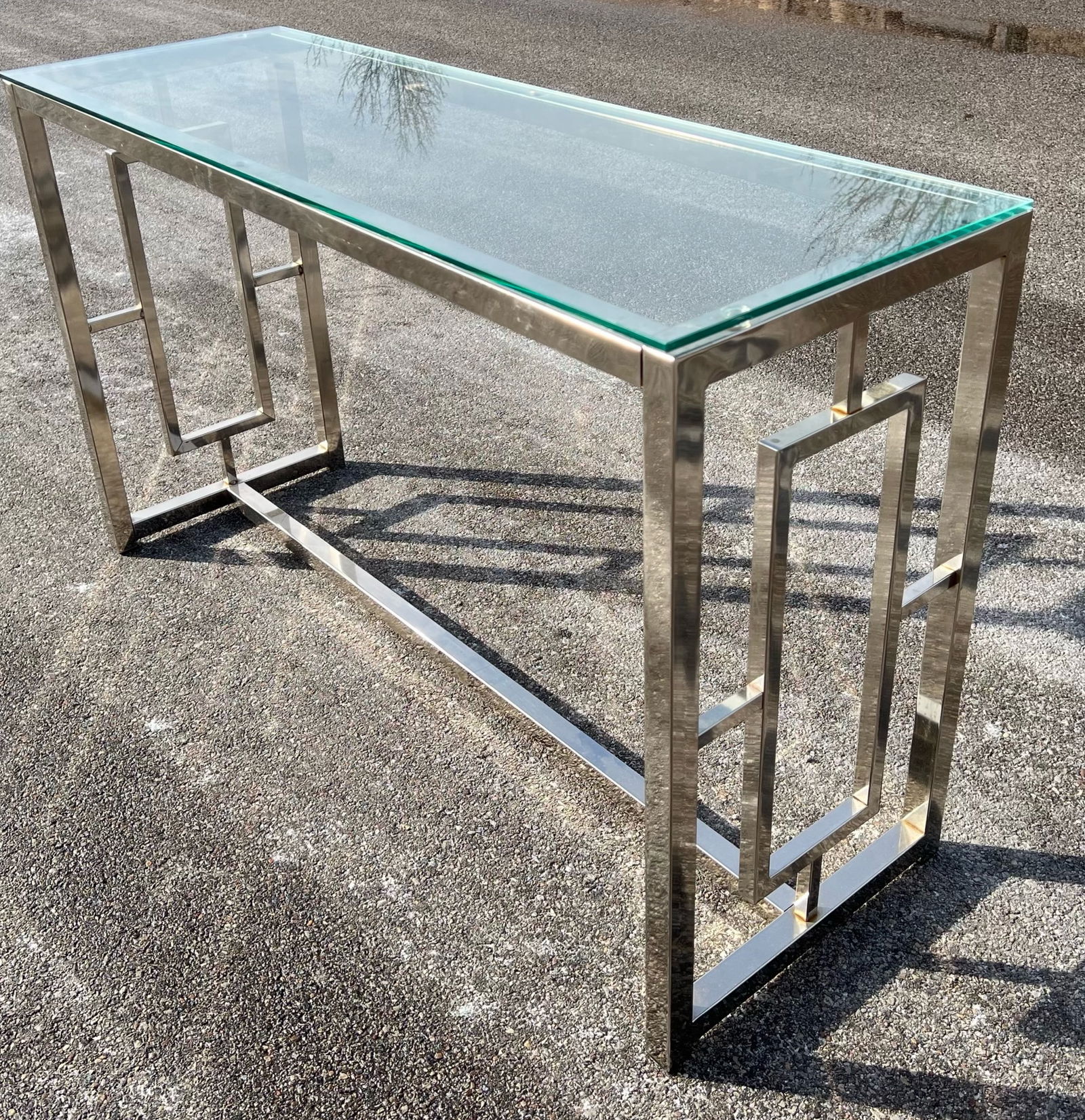 Modern Chrome and Glass Console Table (1 of 3)
