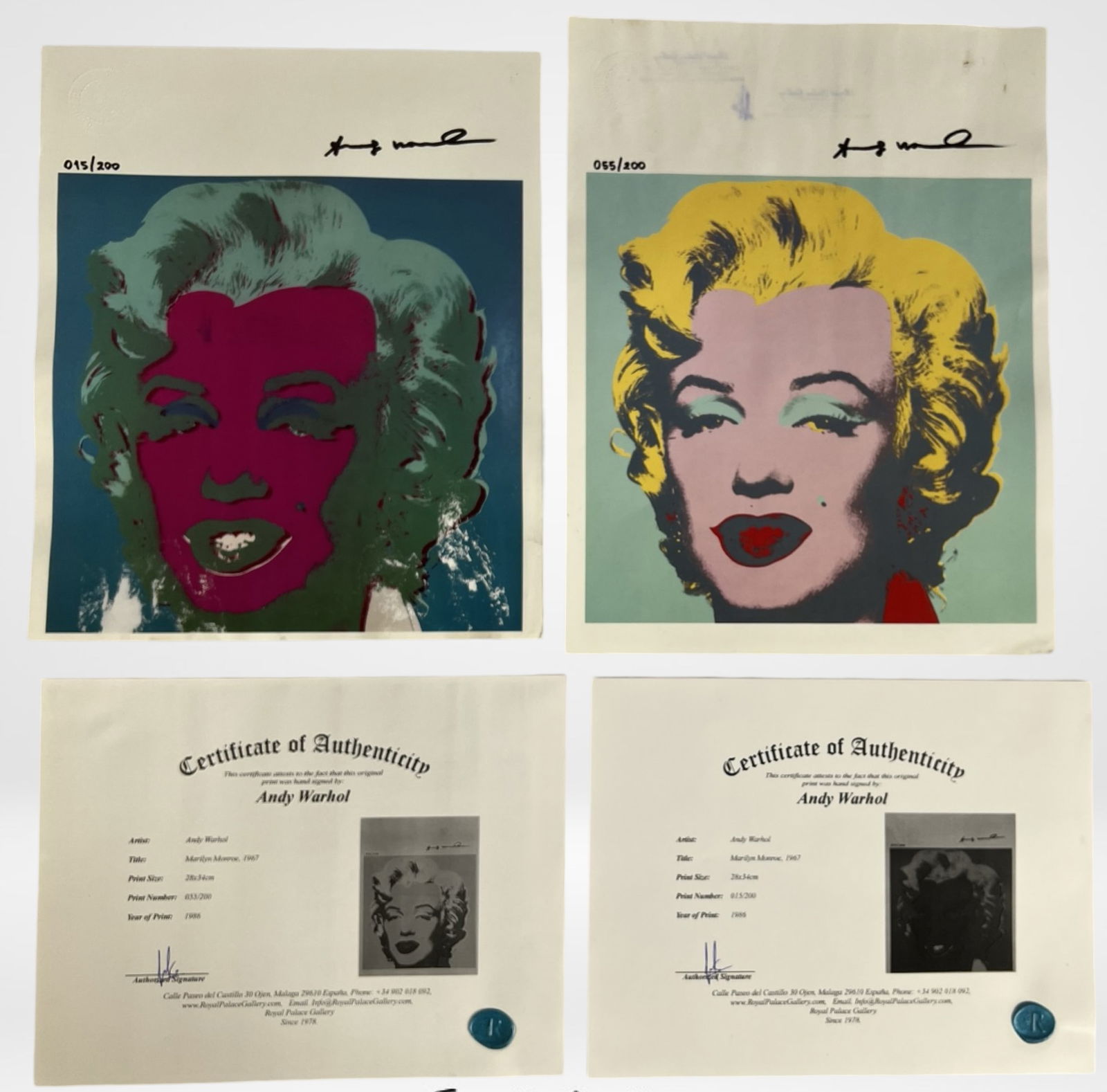 Andy Warhol Limited Edition Marilyn Monroe Prints (1 of 9)
