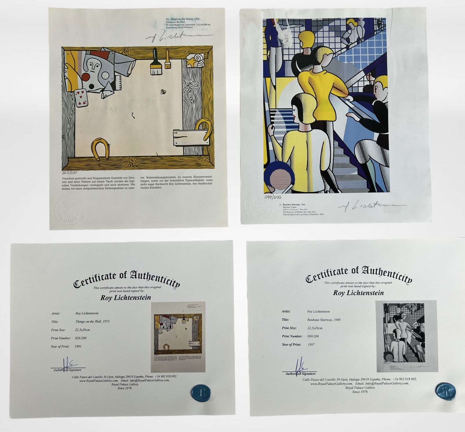 Roy Lichtenstein- 2 Limited Edition Signed Prints (1 of 9)