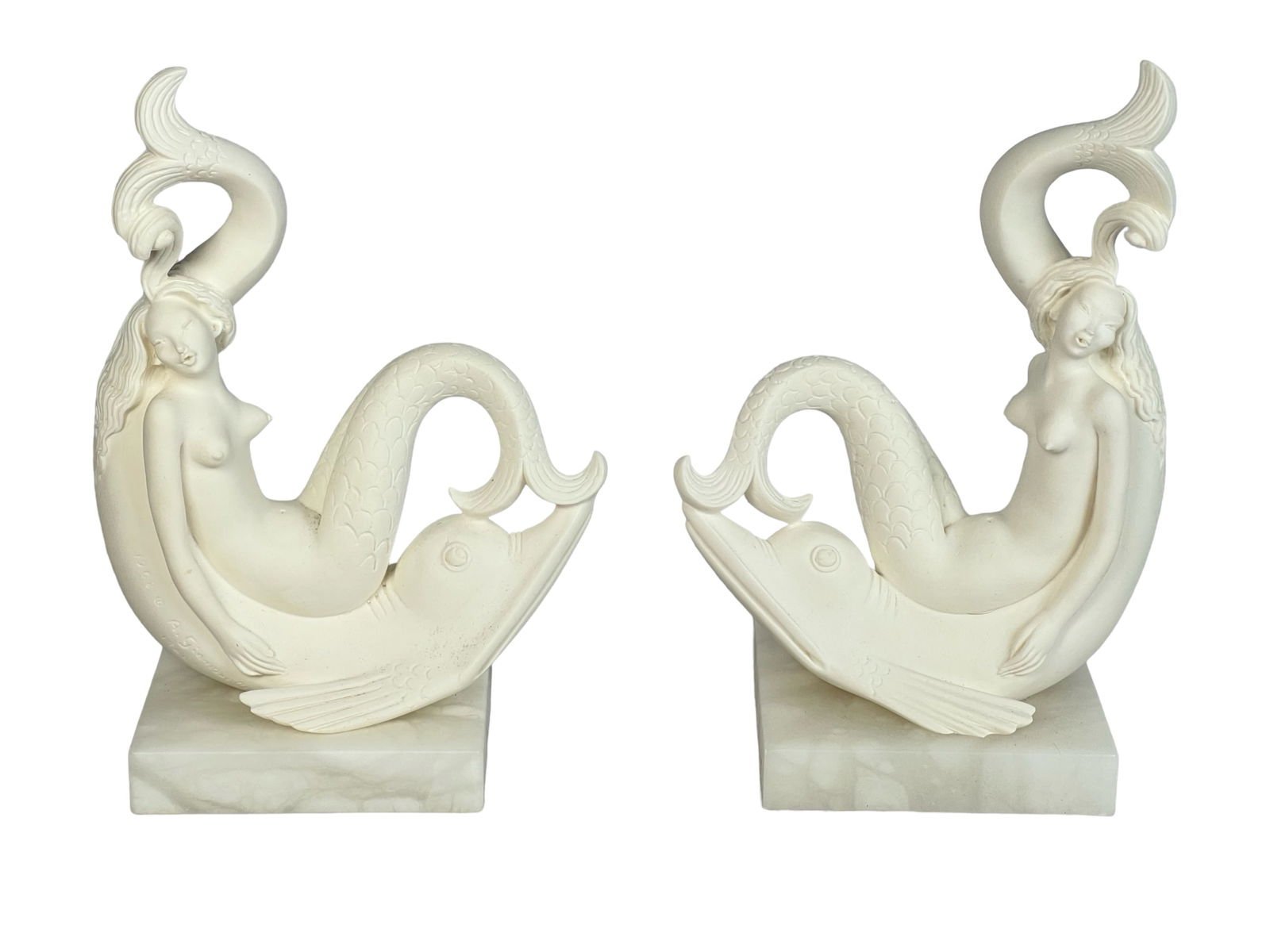 A. Gianelli-  Italian Alabaster Mermaid Bookends (1 of 7)