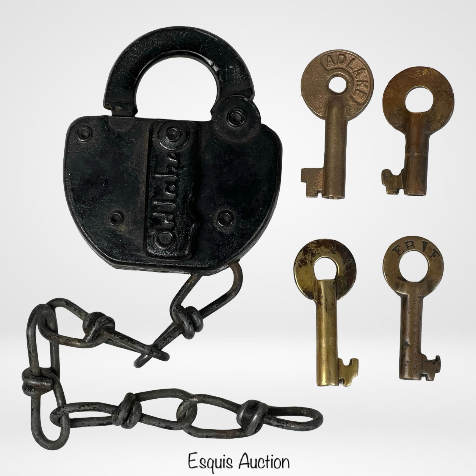 Antique Railroad Padlock Lock & Four Railroad Keys (1 of 5)