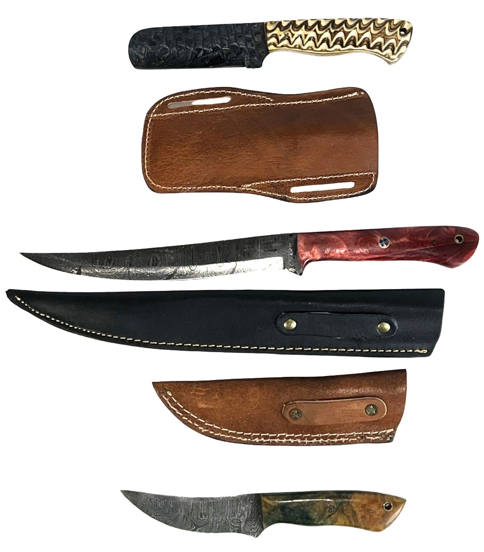 Lot of Damascus Steel Hunting and Skinning Knives (1 of 3)