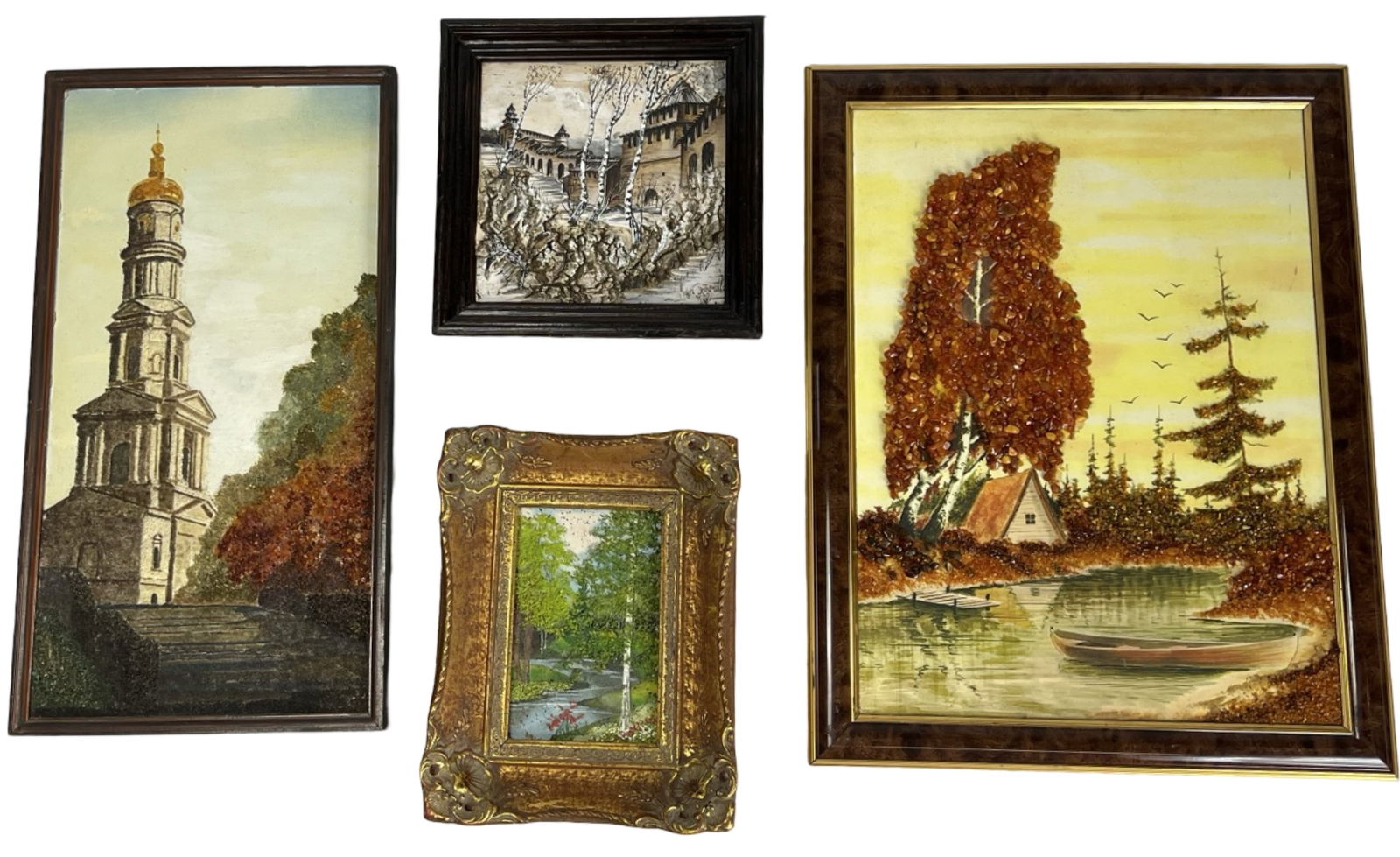 Group of Mixed-Media Artworks Incl. Amber Stone (1 of 3)