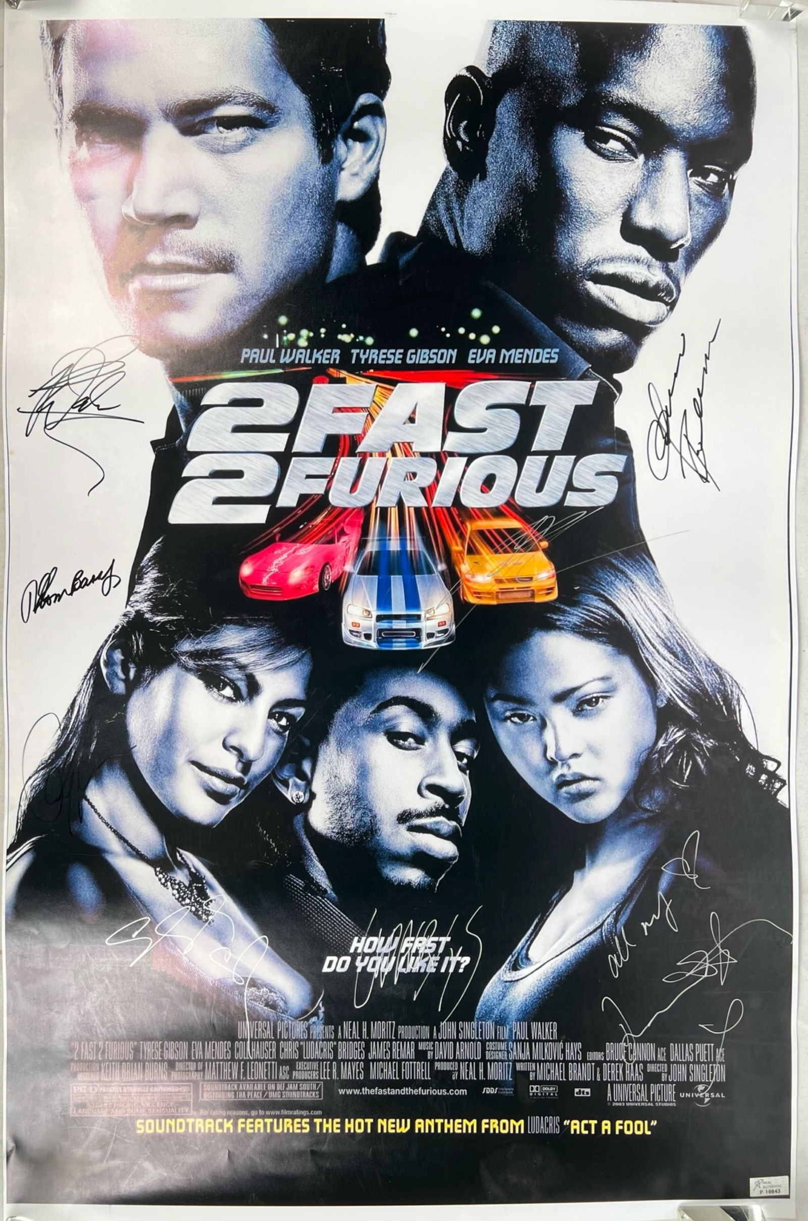 "2 Fast 2 Furious" Cast-Signed Movie Poster (1 of 10)