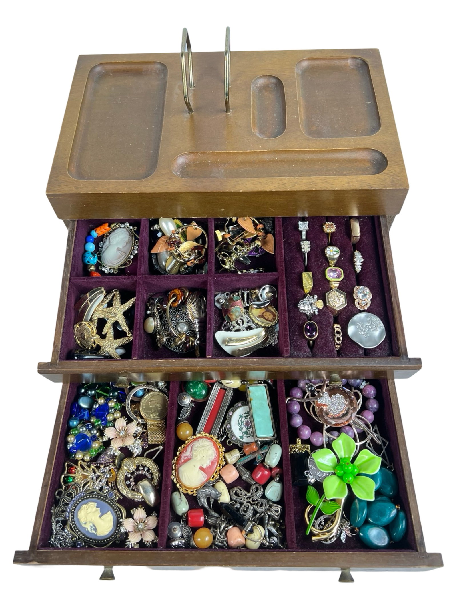 Wooden Jewelry Box filled with Unsearched Jewelry: Uncover the allure of unsearched treasures and let the wooden jewelry box become a vessel of surprises, offering a delightful journey into the world of accessories.Unsearched, some might be as found.