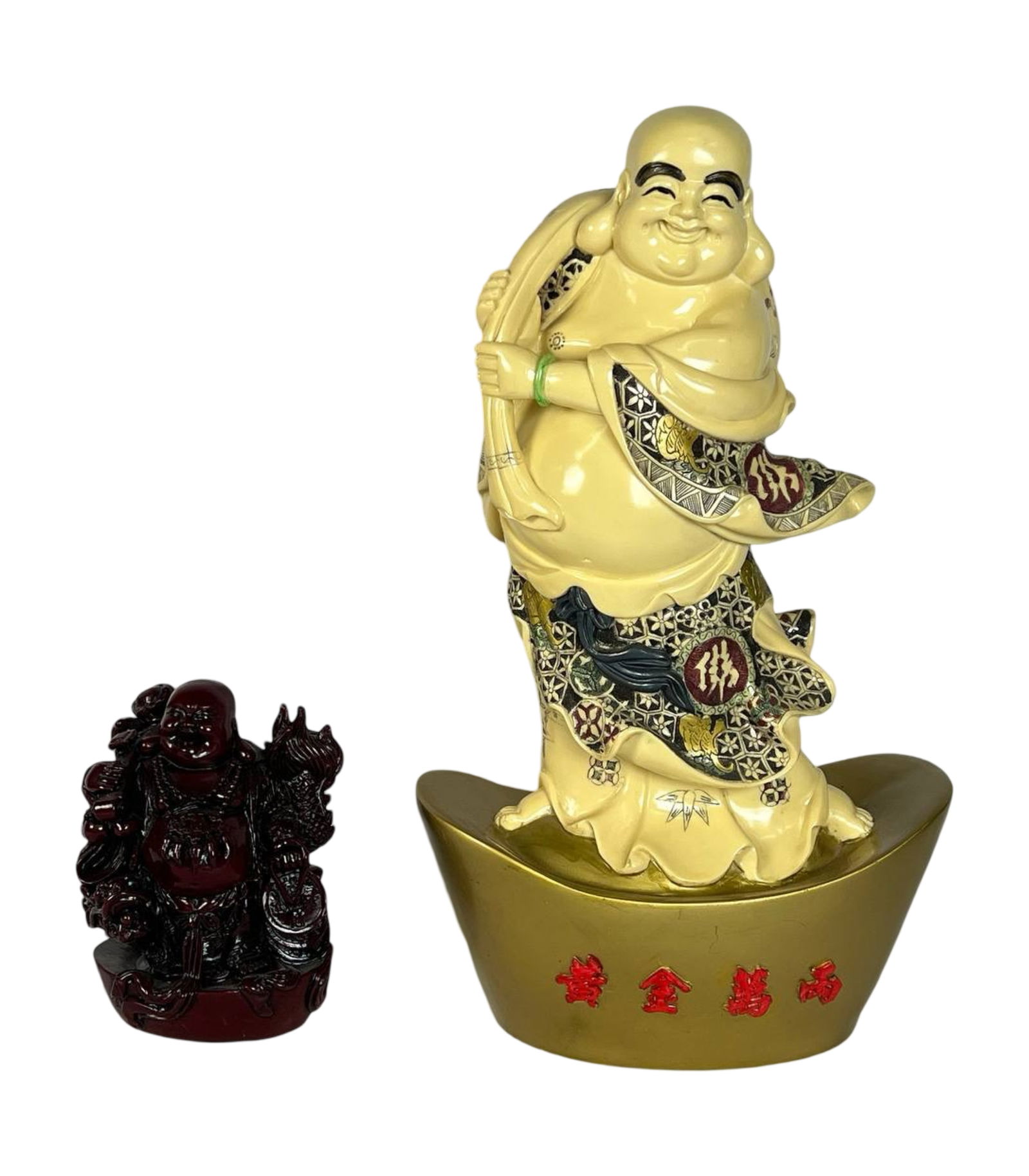 Pair of Happy Buddha Good Luck Asian Sculptures (1 of 5)