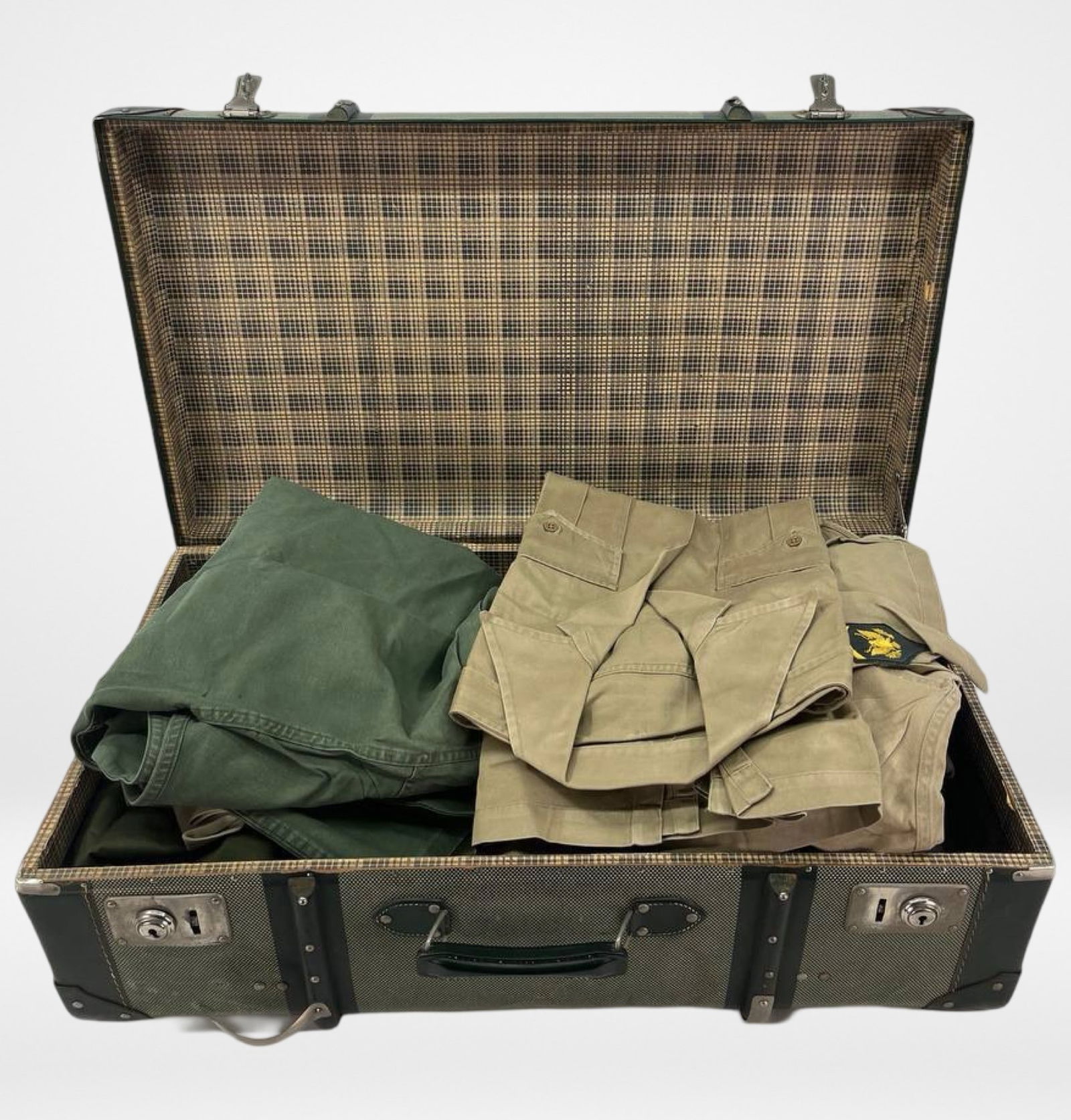 1940s-50s Soldier's Travel Suitcase w/ Uniforms (1 of 9)