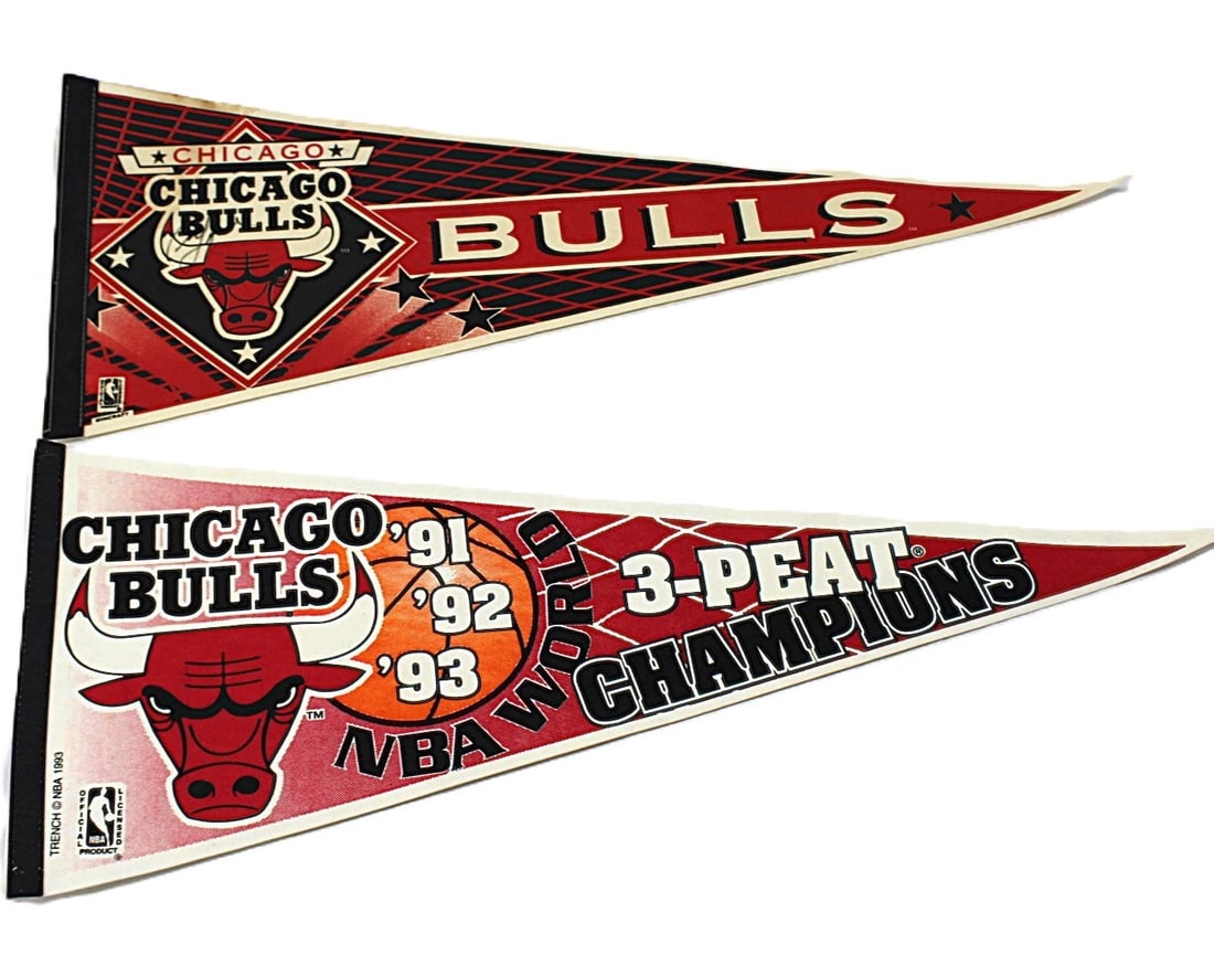 Set of 2 Chicago Bulls NBA  Pennants (1 of 2)
