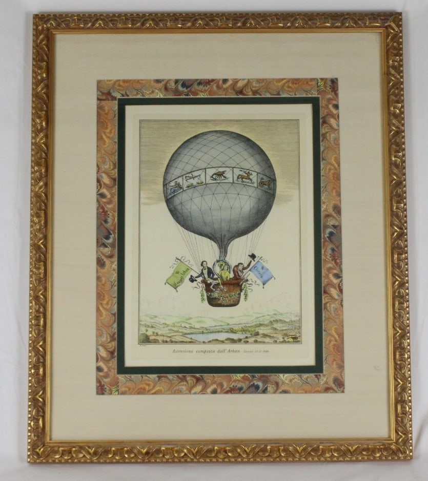 Vintage Balloon Flight Aquatint Engraving (1 of 3)