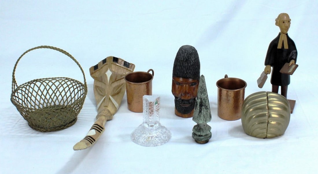 Eclectic Home Décor Lot – MCM Brass Bookends, Orrefors Olympic Torch Holder, (1 of 3)