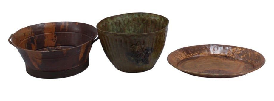 Set of Three Rustic Metal Planters (1 of 3)