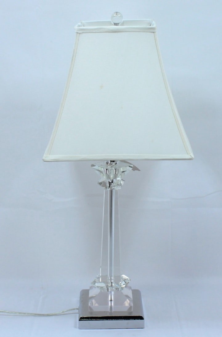 Modern Crystal Table Lamp with White Fabric Shade (1 of 1)