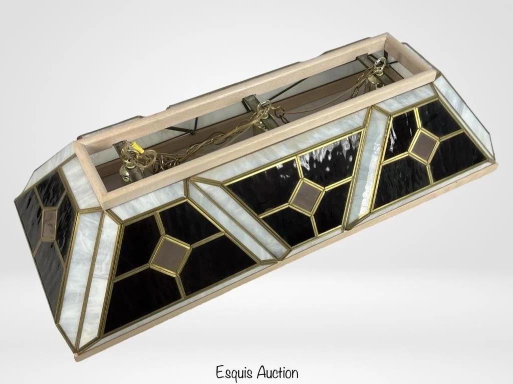 Vintage Full Size Stained Glass Pool Table Light (1 of 6)