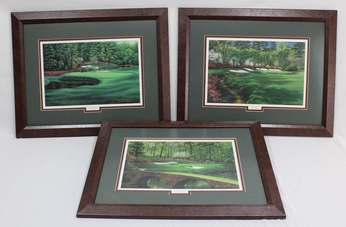 Set of 3 Hand-Signed Golf Lithographs by Marci L. Rule – Augusta National Golf Club (1 of 2)