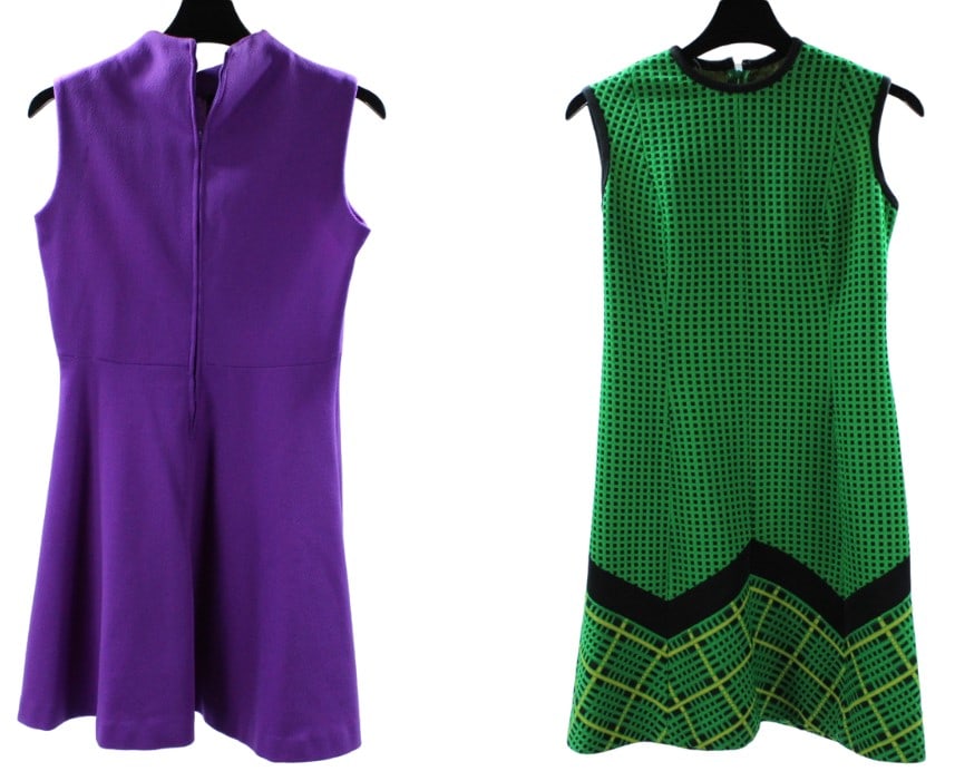 Retro Chic Set of Two: Purple A-Line and Green Patterned Dresses (1 of 3)