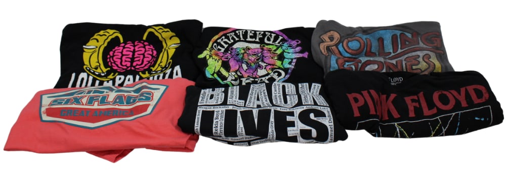 6 Band & Theme Park Shirts-  Pink Floyd, Grateful Dead, Lollapalooza & Six Flags (1 of 8)